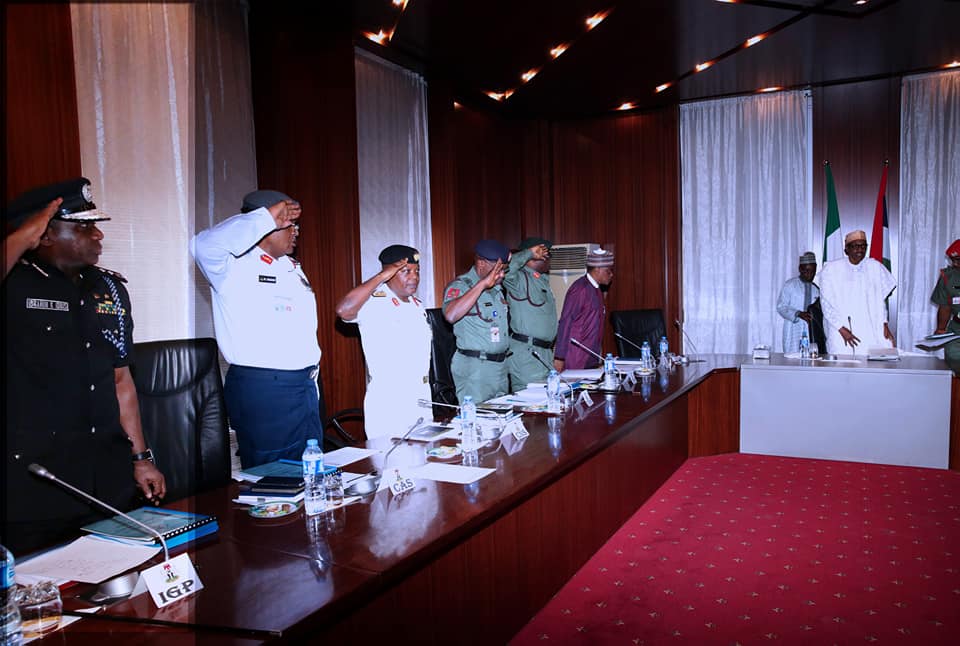 President Muhammadu Buhari receives security briefing on Jan 25, 2018 | State House Photo