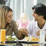 Couple  couple date love enjoying lunch at cafe
