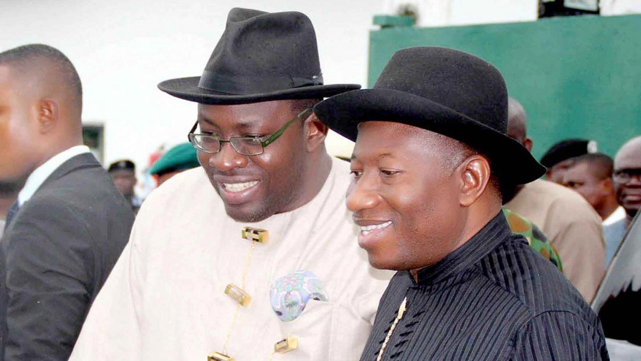 Former President of Nigeria, Goodluck Jonathan with Governor of Bayelsa State, Seriake Dickson