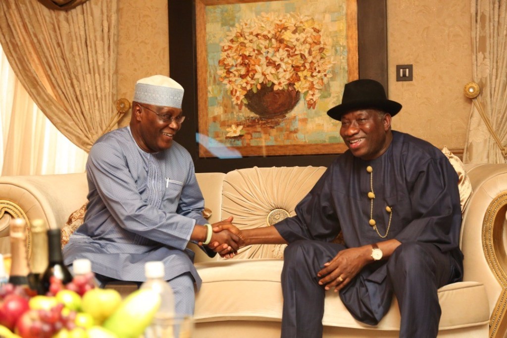 Former President Goodluck Jonathan received former Vice President Atiku Abubakar in his home in Othueke, Bayelsa State in July, 2018