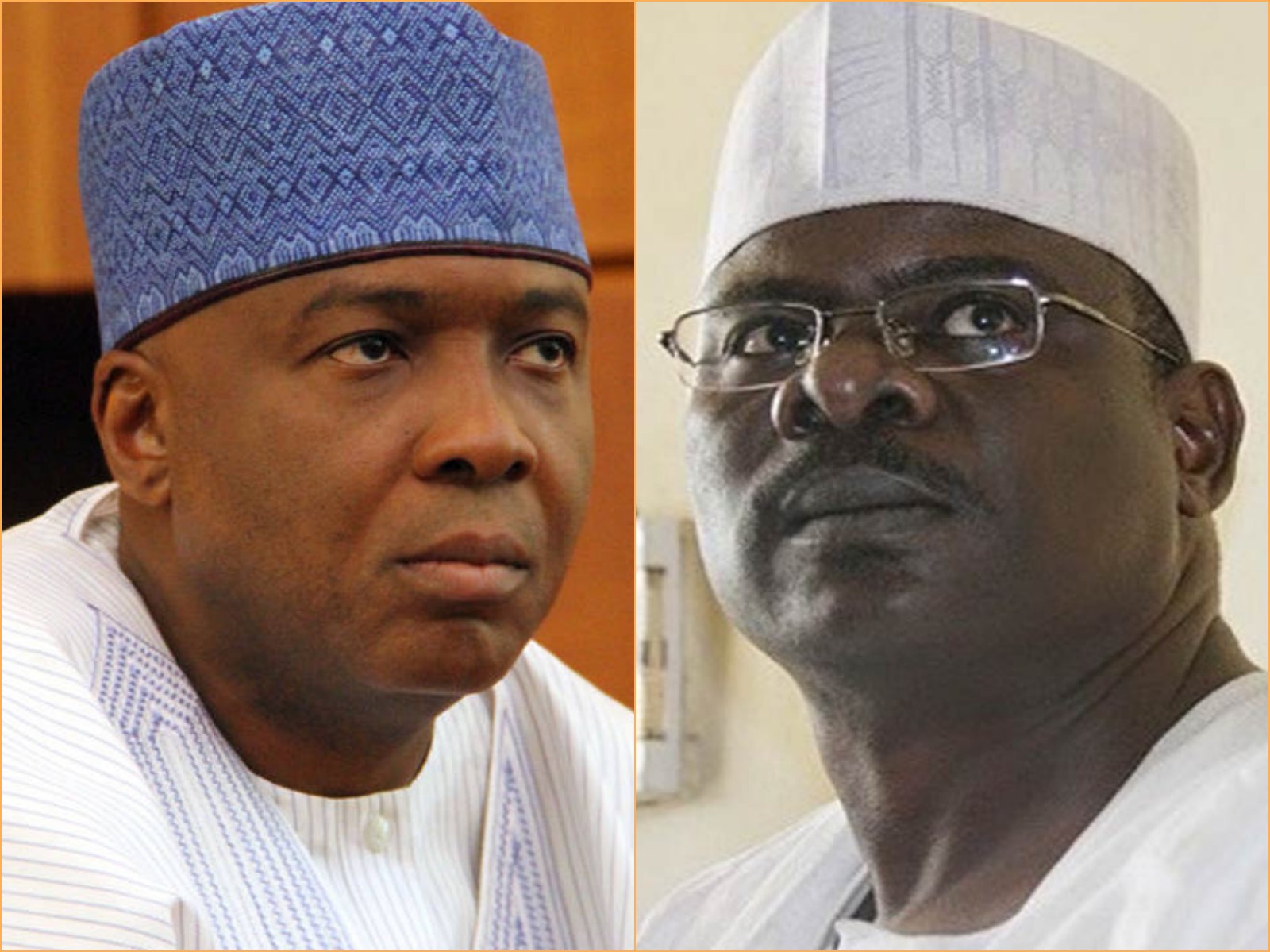 Senate President Bukola Saraki (left), Senator Ali Ndume (right)