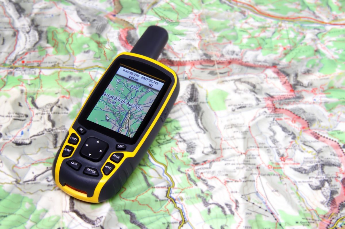 GPS receiver on background map