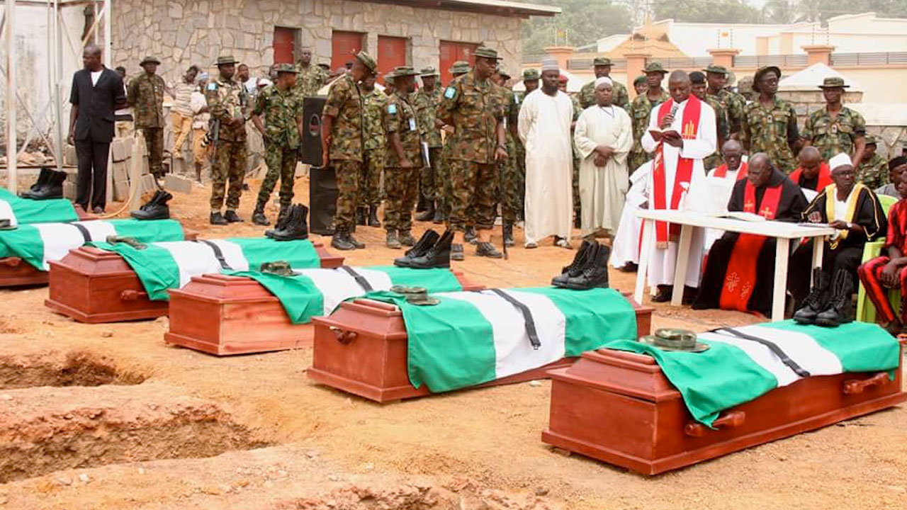 bandits, Burial of 11 slain soldiers in Kaduna on March 29, 2018 | Abdulganiu Alabi