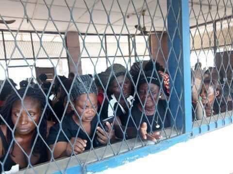 Some of the 144 detained pro-Biafra women in Owerri, Imo State