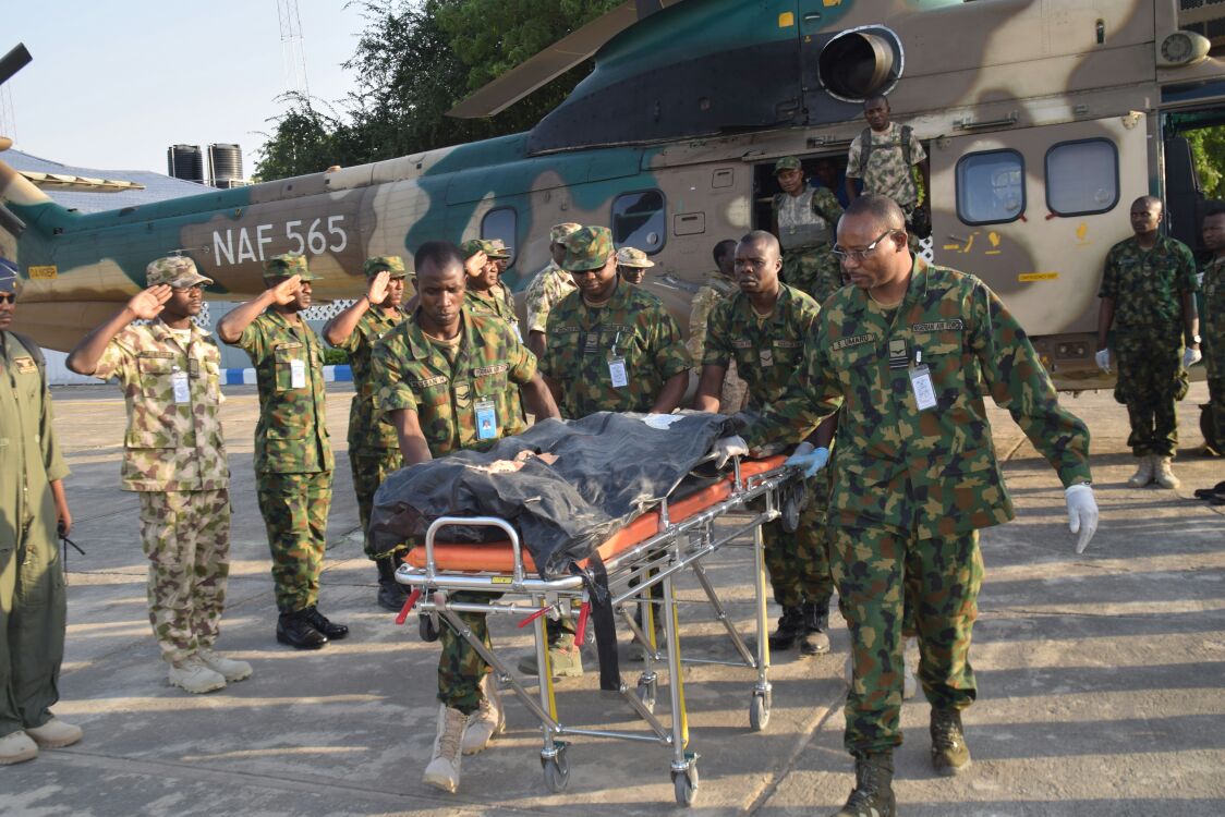 The remains of the slain Lt Col Mohammed Abu Ali and four soldiers killed last Friday by Boko Haram insurgents in Borno state will be laid to rest at the National Cemetery November 7, 2016, Monday, in Abuja.