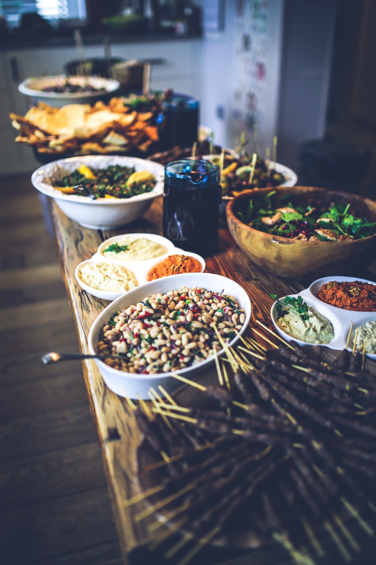 buffet table food