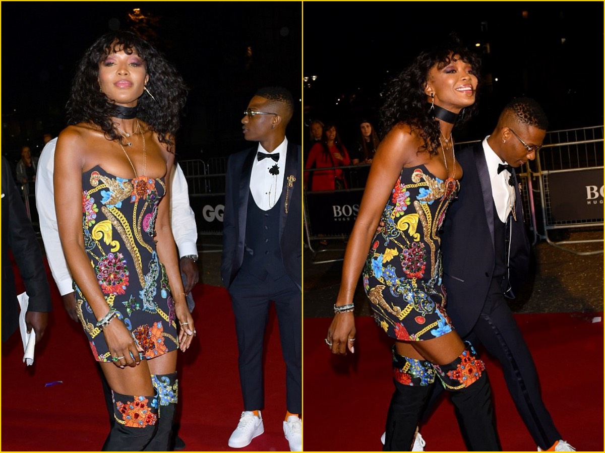 Naomi Campbell made sure she remained in the spotlight as she arrived with Nigerian Singer, Wizkid fashionably late to the 21st annual GQ Men Of The Year Awards 2018, London, on Wednesday, Sep 5, 2018 | Tony Clark/Splash News
