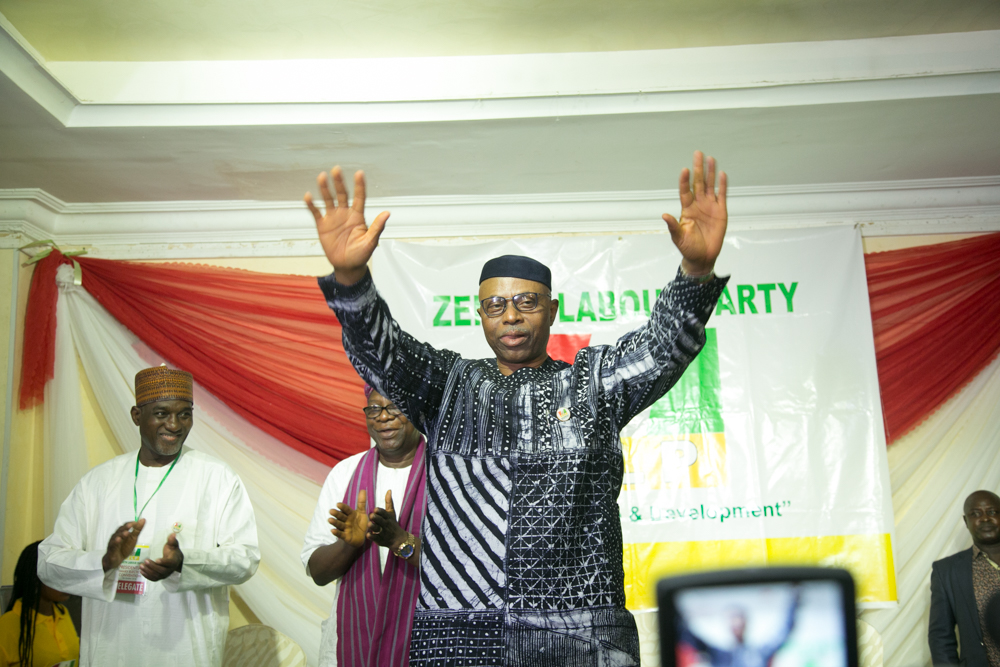 Dr. Olusegun Mimiko, the presidential candidate of the Zenith Labour Party (2nd right) and Dan Nwanyanwu, the national chairman of the ZLB (3rd right) at the national convention of the party in Abuja on October 7, 2018