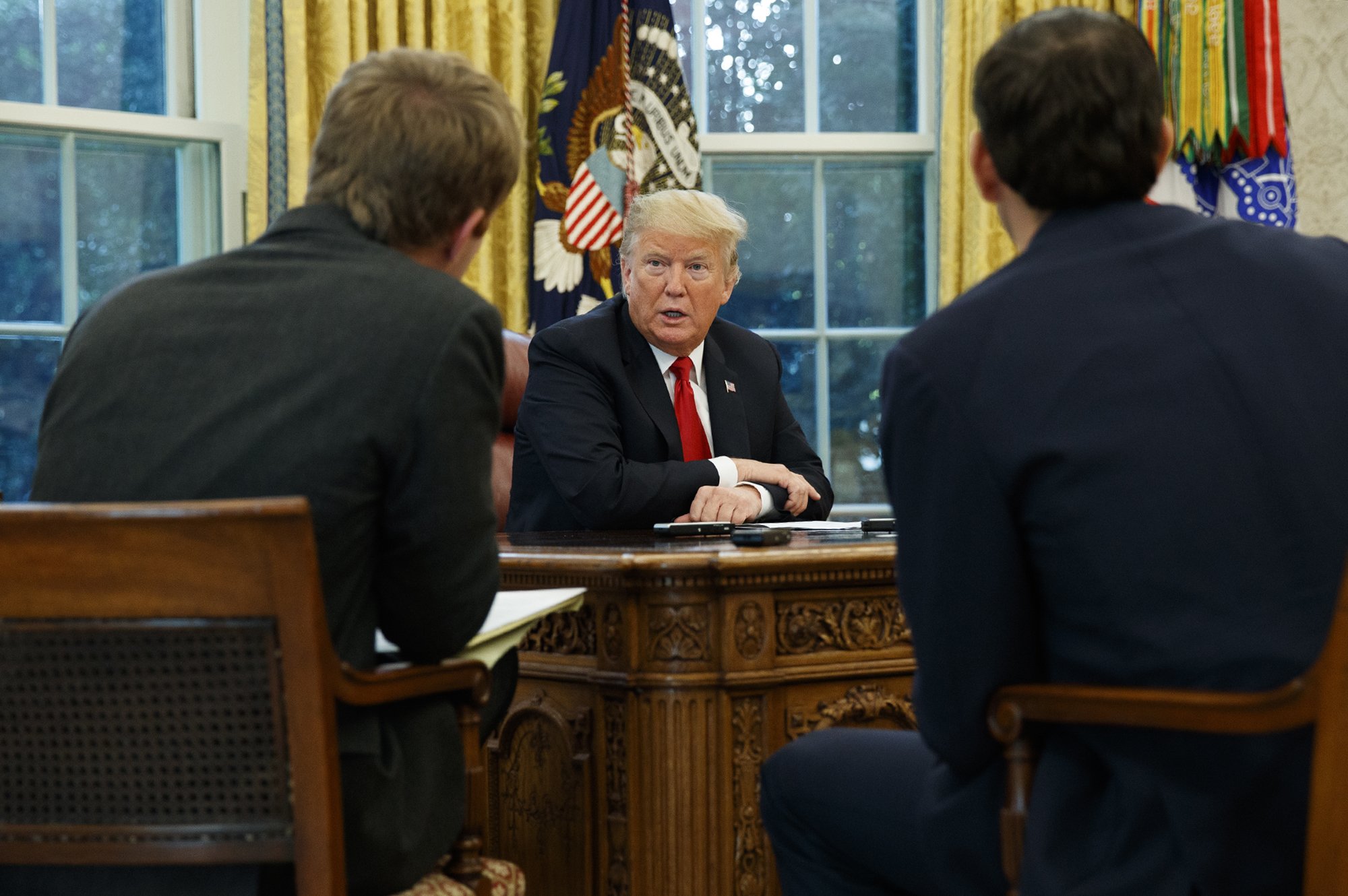President Donald Trump speaks during an interview with The Associated Press in the Oval Office of the White House on Tuesday in Washington. | AP Photo/Evan Vucci