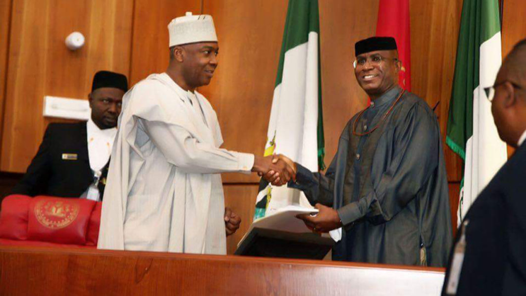 Bukola Saraki, Ovie Omo-Agege, President Muhammadu Buhari