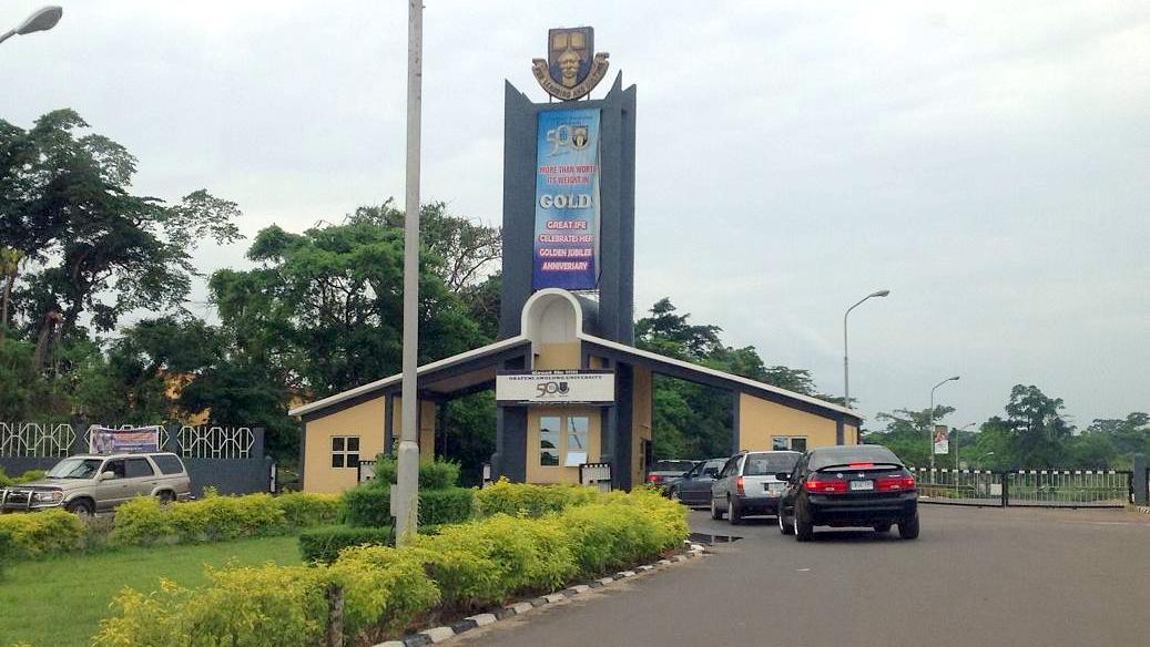 The gate of the Obafemi Awolowo University, OAU, Ile-Ife, Osun State OAU sex for marks professor