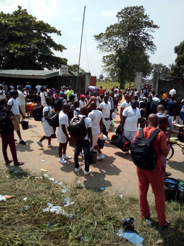 Nigerian soldiers disrupt the training at the camp of the Rivers State Neighbourhood Watch Agency at Nonwa in Tai Local Government Area,on Thursday, 29, 2018