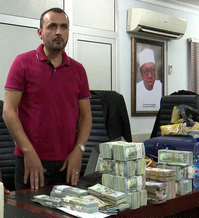 The suspect, Abbas Lakis, at the Abuja Airport on November 30, 2018 | EFCC Photo