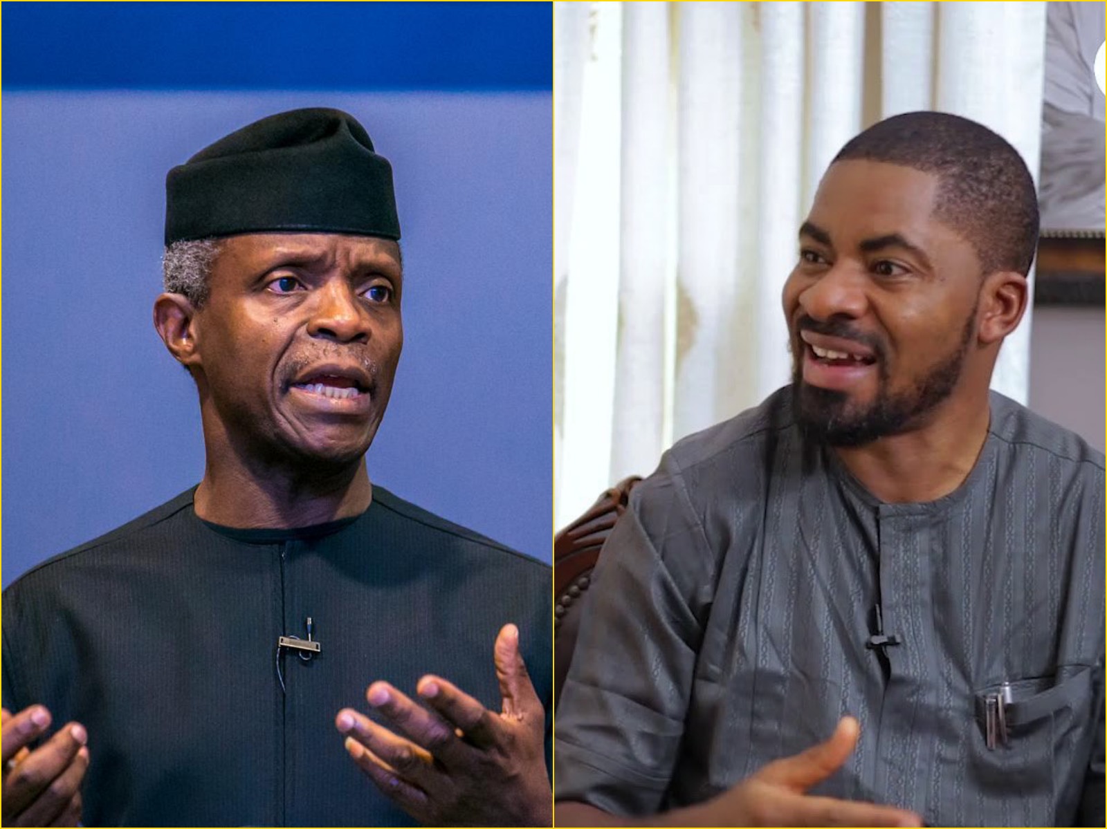 Nigeria's Vice President Yemi Osinbajo (Left), Political activist and human rights campaigner, Deji Adeyanju (right) | Gatefield TV