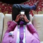 smartphone man using mobile phone suit