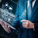 technology screen man data