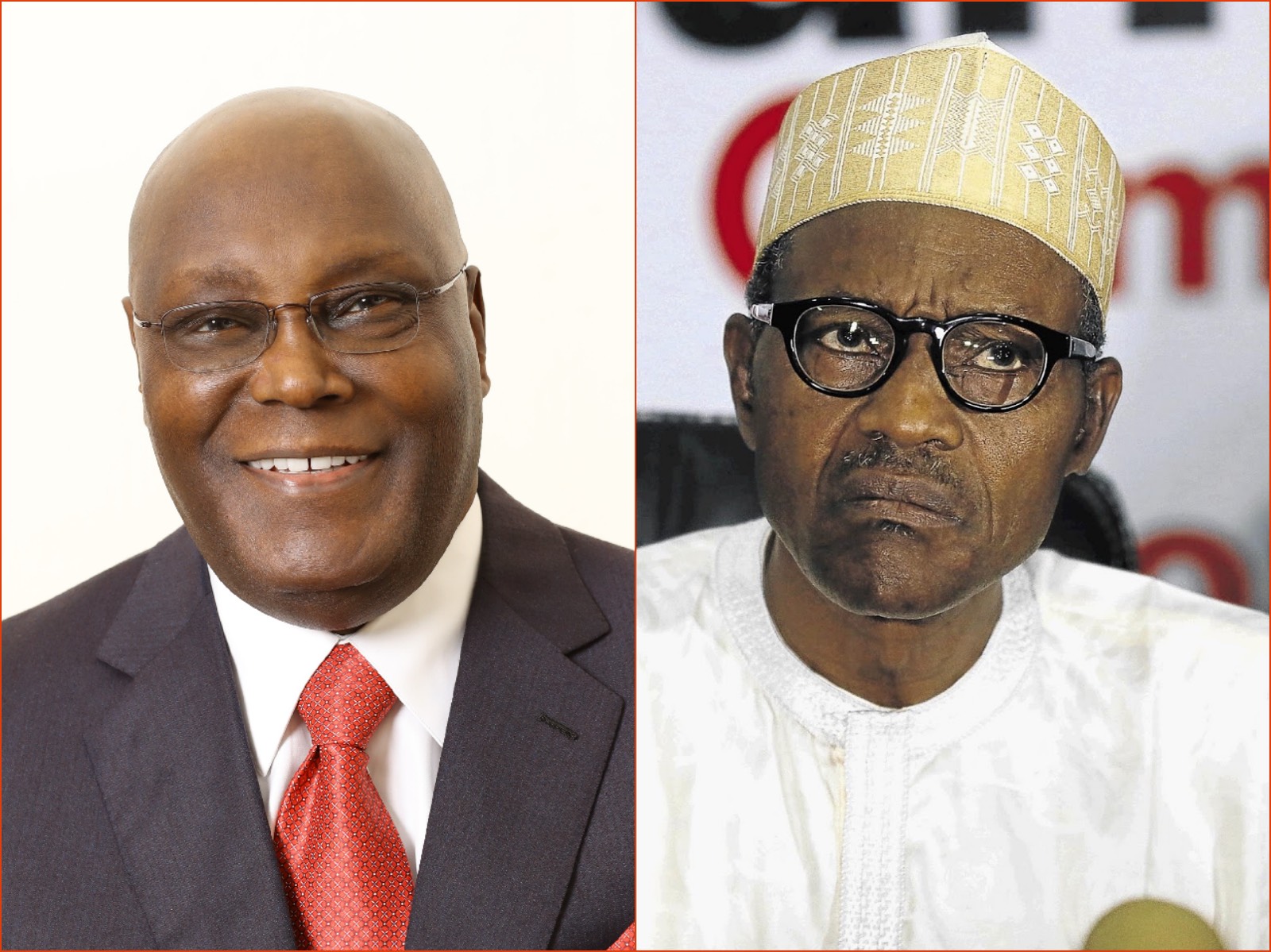 Nigeria Former Vice President Atiku Abubakar, the main challenger in the 2019 presidential elections (left) and Muhammadu Buhari, the incumbent president (right)