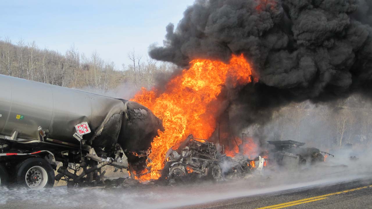 tanker fire cross river