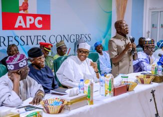 APC Crises: Deputy Secretary, Giadom Declares Self Acting Chairman, Annuls Primaries President Muhammadu Buhari and other leaders of the All Progressives Congress, APC, on Monday, February 18, 2019 met in Abuja in the party’s caucus meeting. | State House Photo