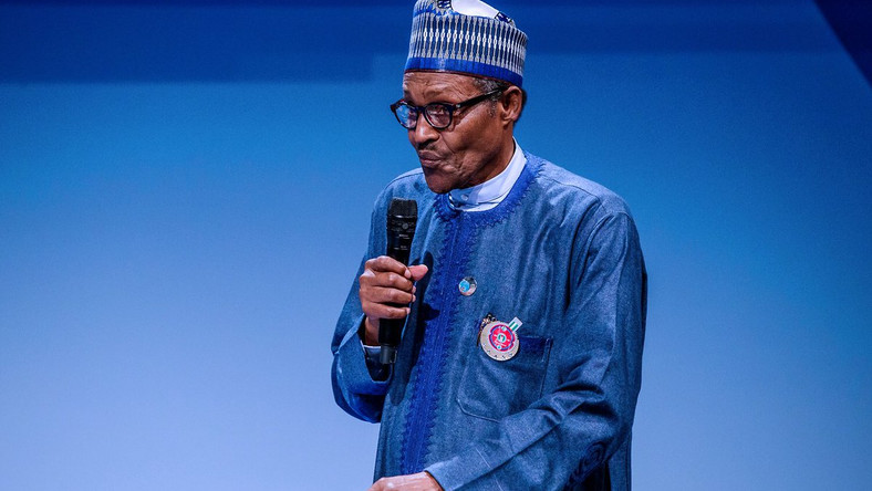 President Muhammadu Buhari delivering his speech at the Peace Forum in France