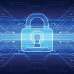 Abstract technology security on global network background, vector illustration
