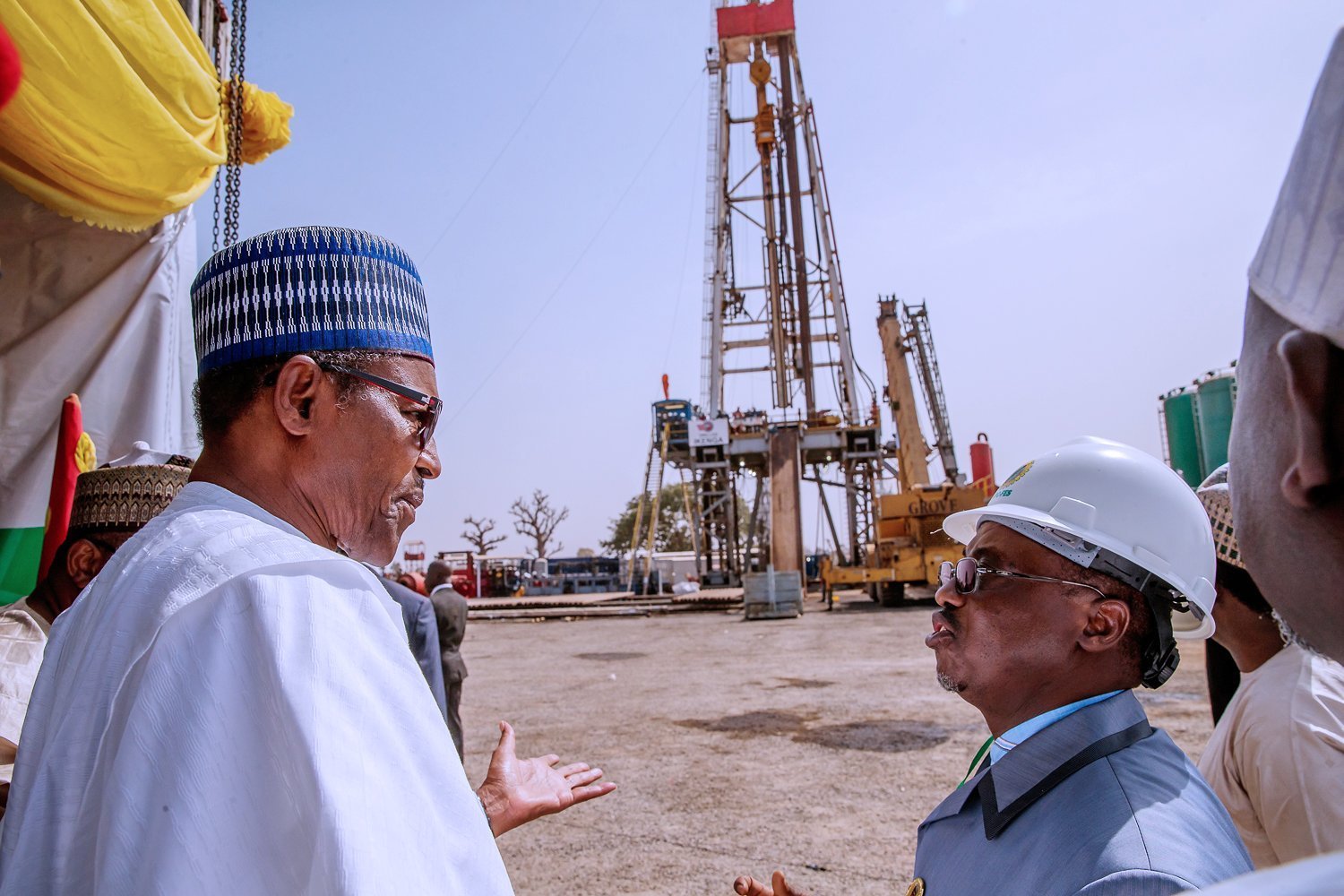 President Muhammadu Buhari at the flagging off of the Spud-in of Kolmani River in Bauchi in 2018