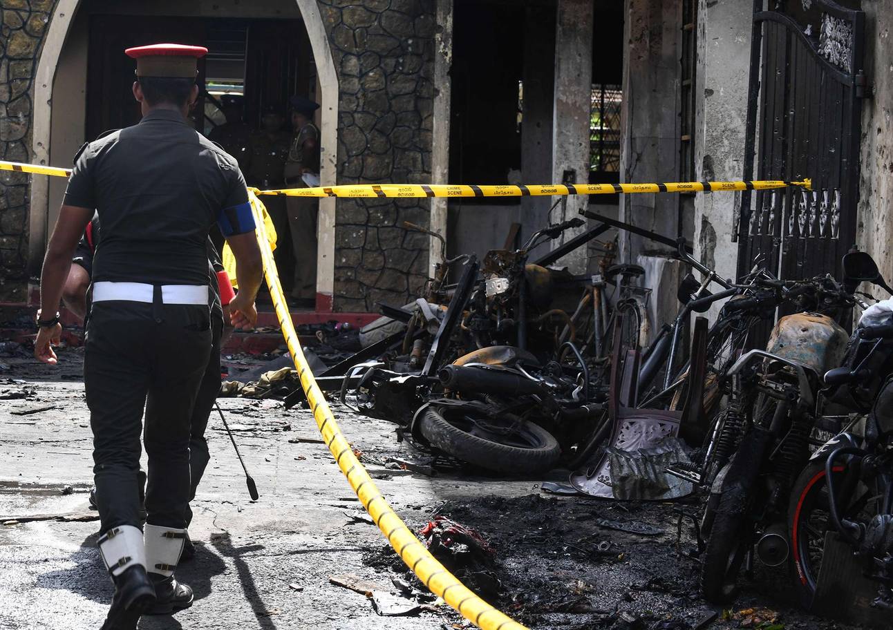 Security personnel work at the scene of a bombing at a church in Batticaloa in Sri Lanka AFP/Getty