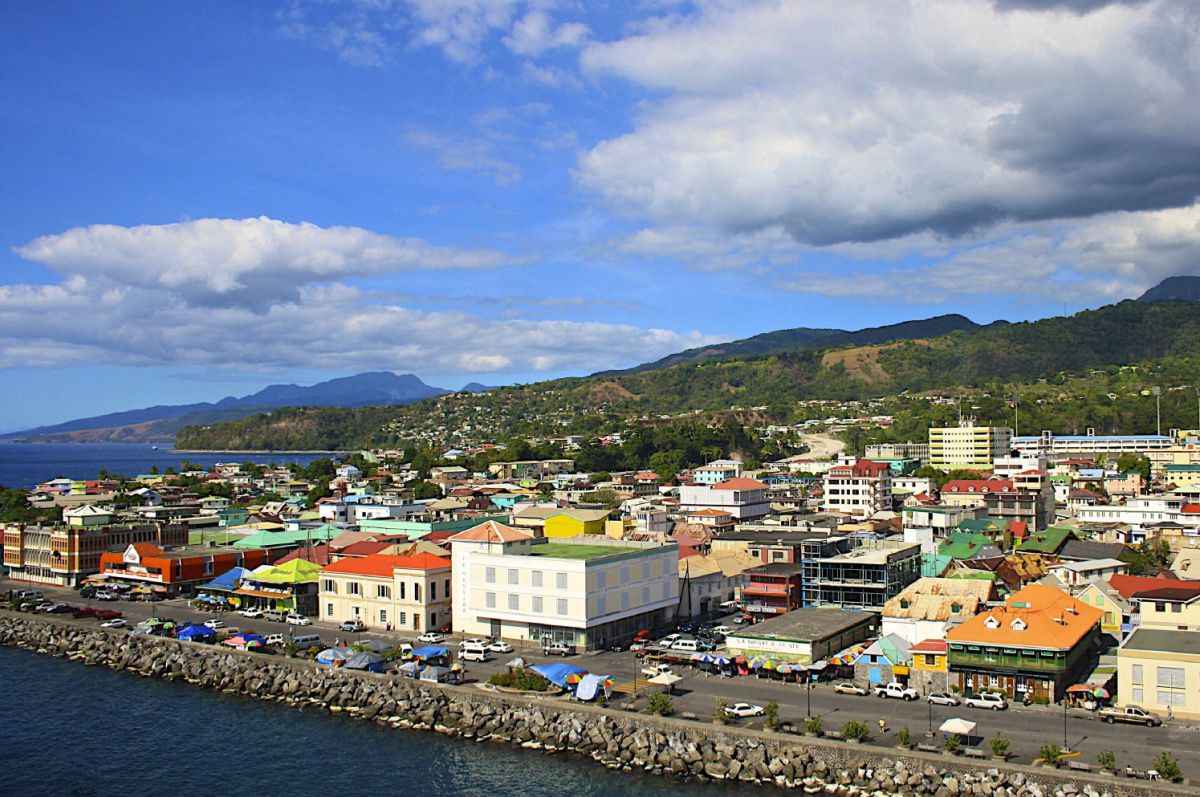 A panorama of Roseau, the capital and largest city of Dominica. On the west