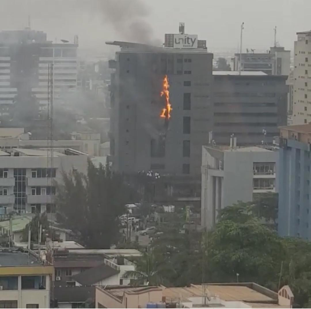 fire at Unity Bank Plc in Victoria Island