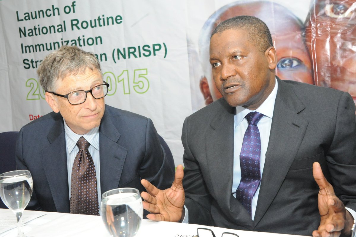Bill Gates and Aliko Dangote at a 2015 Health event in Nigeria