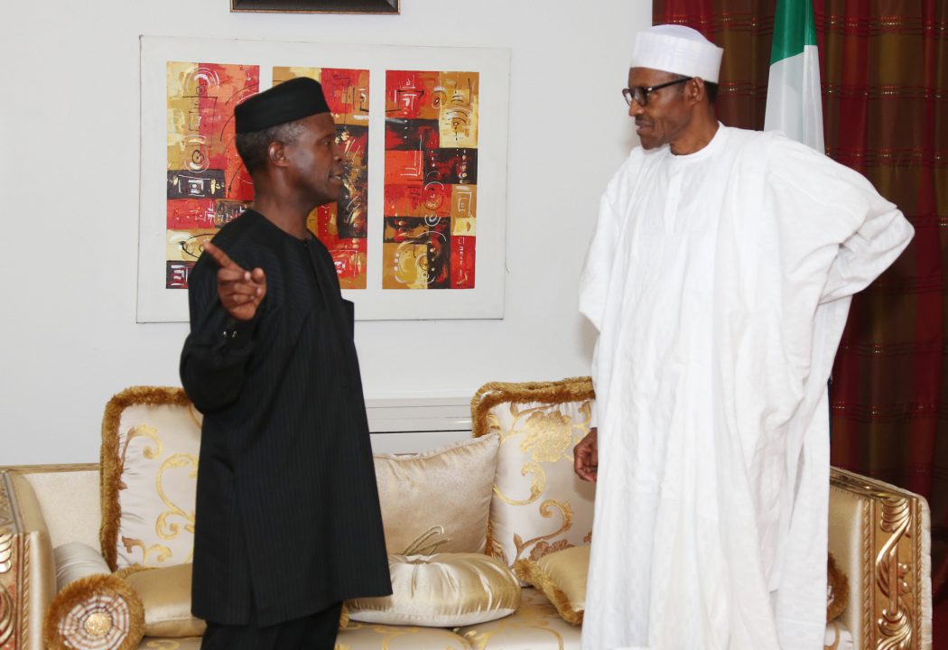 Nigeria's President Muhammadu Buhari (right) and Vice President Yemi Osinbajo at the State House