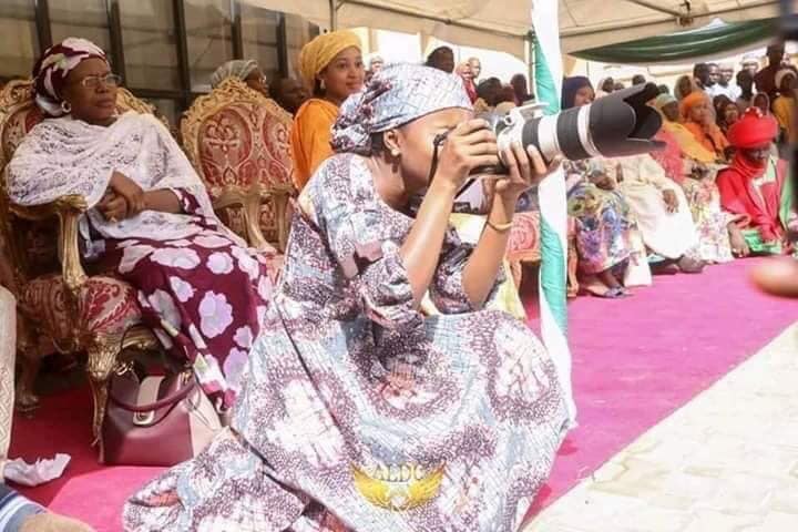 Hanan Buhari, a daughter of President Muhammadu Buhari is received at the Bauchi Airport by wife of the governor after arriving on a Presidential Jet to cover an event as a photographer in January 2020