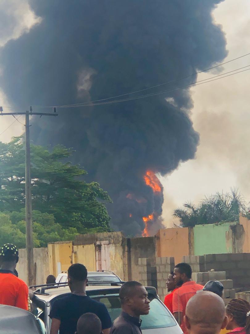 A scene from the Abule Ado gas pipeline explosion in Lagos on Sunday, March 15, 2020. | Twitter