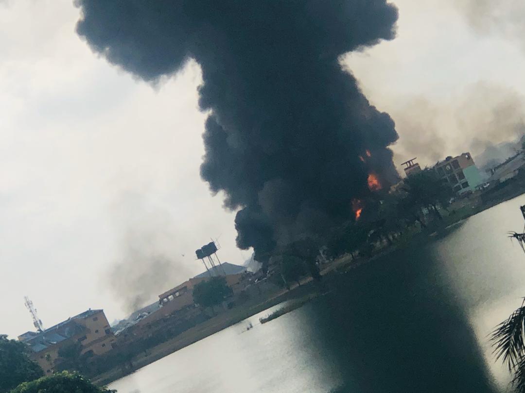 Scene from the Abule Ado gas pipeline explosion in Lagos on Sunday, March 15, 2020. | Twitter