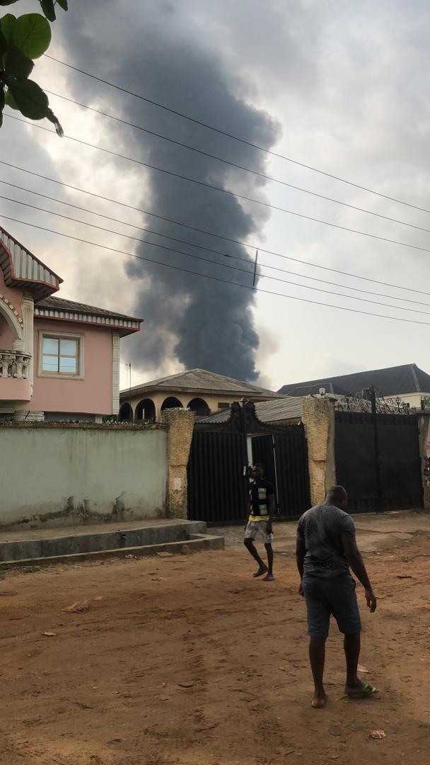 A scene from the Abule Ado gas pipeline explosion in Lagos on Sunday, March 15, 2020. | Twitter
