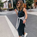 wear a dress and sneakers flawlessly! Lole-Midi-Dress-with-sneakers-outfit-28