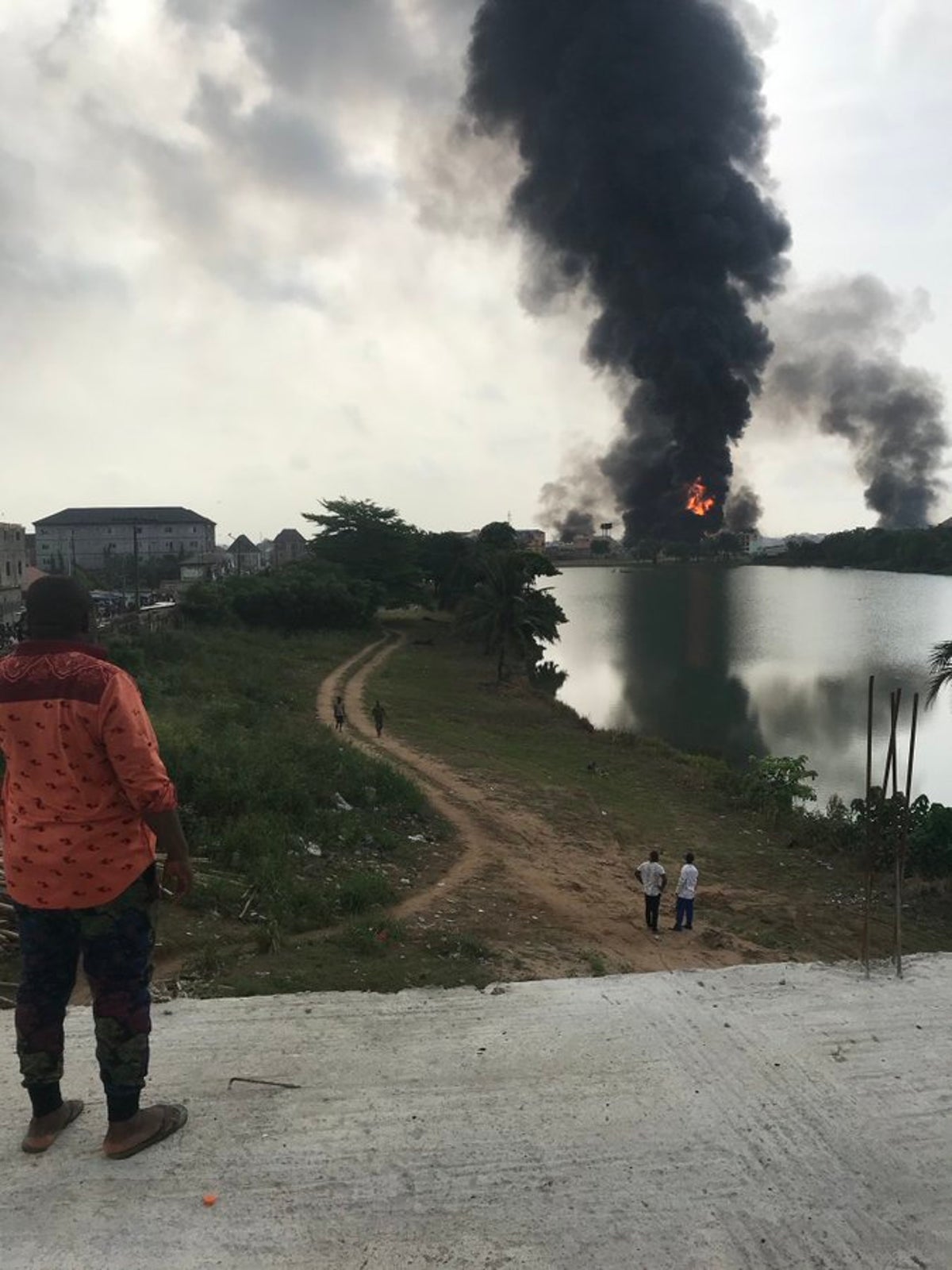 Scene from the Abule Ado gas pipeline explosion in Lagos on Sunday, March 15, 2020. | Twitter