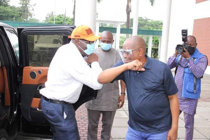 Governor Obaseki meets with Governor Wike in Rivers state on Sunday, June 14, 2020