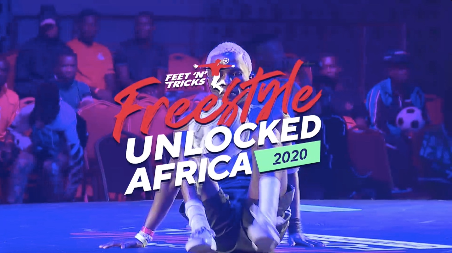 Freestyle UNLOCKED Africa 2020 Logo on the screengrab from YouTube live stream of the Nigerian Freestyle Football Championship 2020