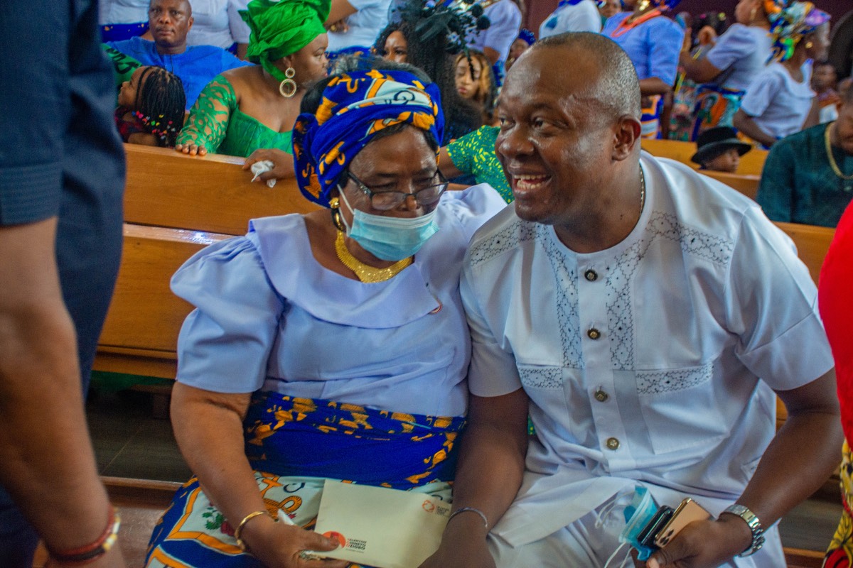 Valentine Ozigbo, the immediate past President and Group CEO of Transcorp Plc, celebrates Mothers Day with Catholic Women at the St Mary's Catholic Church Enugu on Sun, April 18, 2021