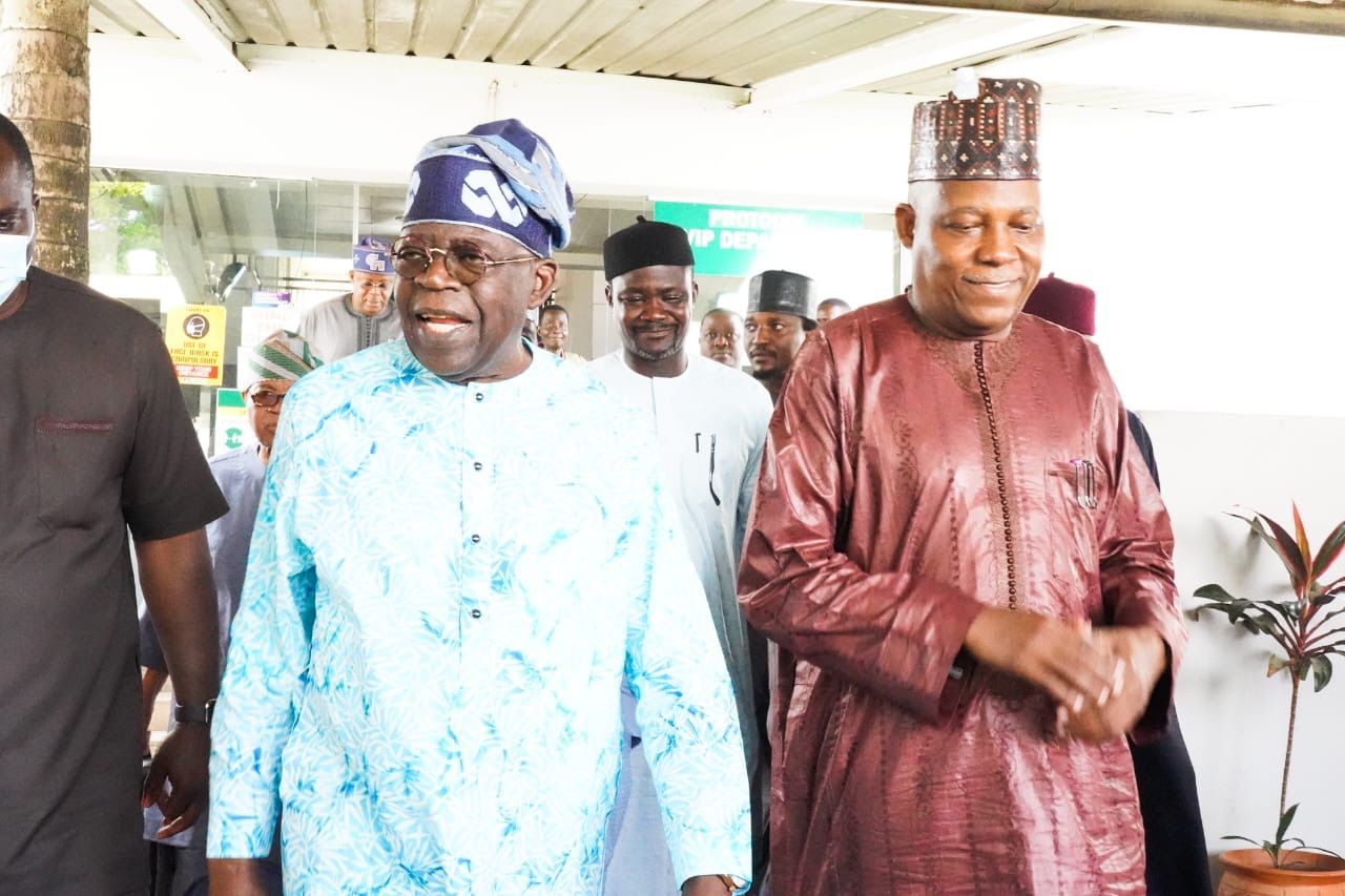 Nigeria Muslim-Muslim Ticket: Bola Ahmed Tinubu (left) the Presidential Candidate of the All Progressives Congress (APC) is pictured with his running mate, Kashim Shettima, a former governor of Borno State and alleged Boko Haram sponsor