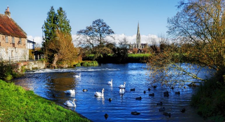 A classic view of Salisbury Cathedral across the Harnham water meadows, the only water meadows in England still operating, pictured in 2020. | Andy Newton/Unsplash