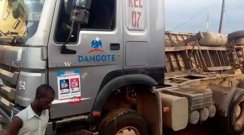 Dangote truck crashes into house, kills 3 kids, injures parents