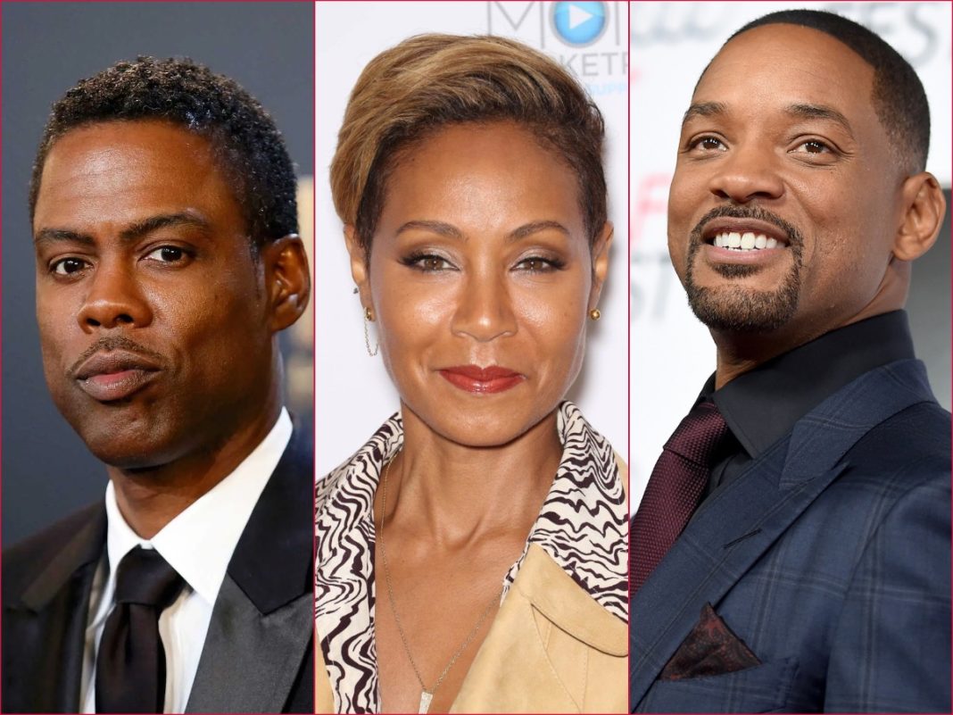 L-R: Hollywood Superstars Chris Rock, Jada Pinkett Smith and Will Smith