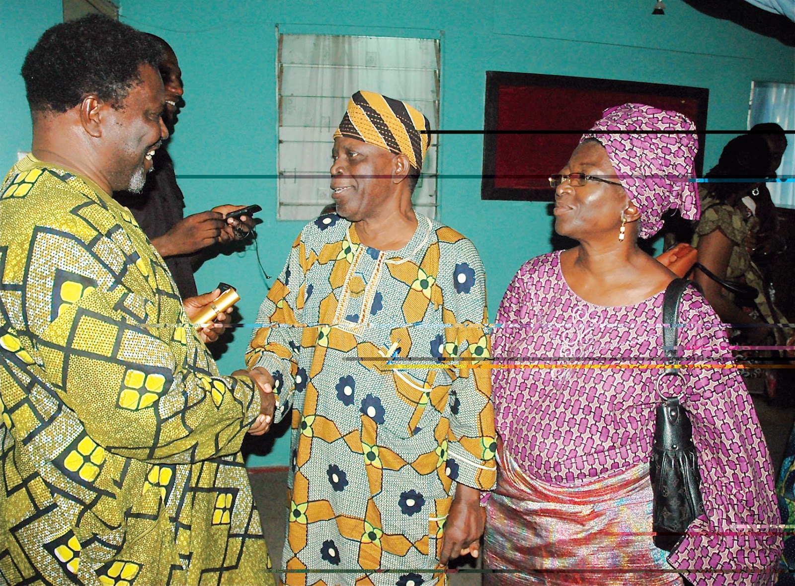 Dejumo Lewis; Chief Taiwo Alimi and Olori Fadesewa of Simawa at the Surulere residence of Amb Olusegun Olusola on a condolence visit on Friday, June 22, 2012. 