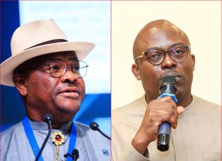 Nigerian Presidency Declares Sim Fubara Leader of APC in Rivers, ‘Wike Not a Member’ prophesy, rivers, budget presentation, Security Firm, High Court, State High Court, Rivers State, Truce, Composite: Nyesom Wike (left), Simi Fubara | Carlo Pozzoni/AIPS Media & Simi Media Volunteers