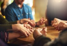 The Sacred Pause: What to Do When Your Prayers Seem to Make No Difference The Lord’s Prayer, young man praying, prayer, group prayer, prayer circle