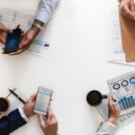 plan, strategy, planning, office, workplace, team,  Business people using digital devices isolated on white background