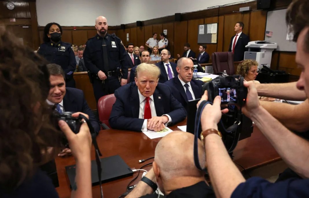 Hunter Biden, Joe Biden, Hush Money, Former President Donald Trump appears in court with his lawyers Todd Blanche, Emil Bove and Susan Necheles for his hush money trial at