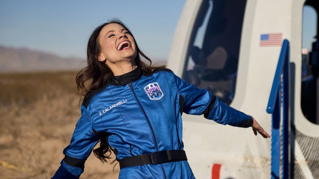Astronaut Emily Calandrelli during training at Blue Origin’s Launch Site One. Blue Origin